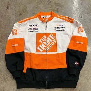 Vintage Chase NASCAR The Home Depot Authentics Orange Mens Zip Jacket Sz XL